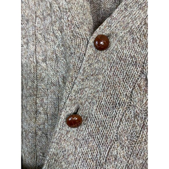 Lord & Taylor Shetland Wool Mens Wool Cable Knit Cardigan Sweater Sz Large Beige - Picture 9 of 14